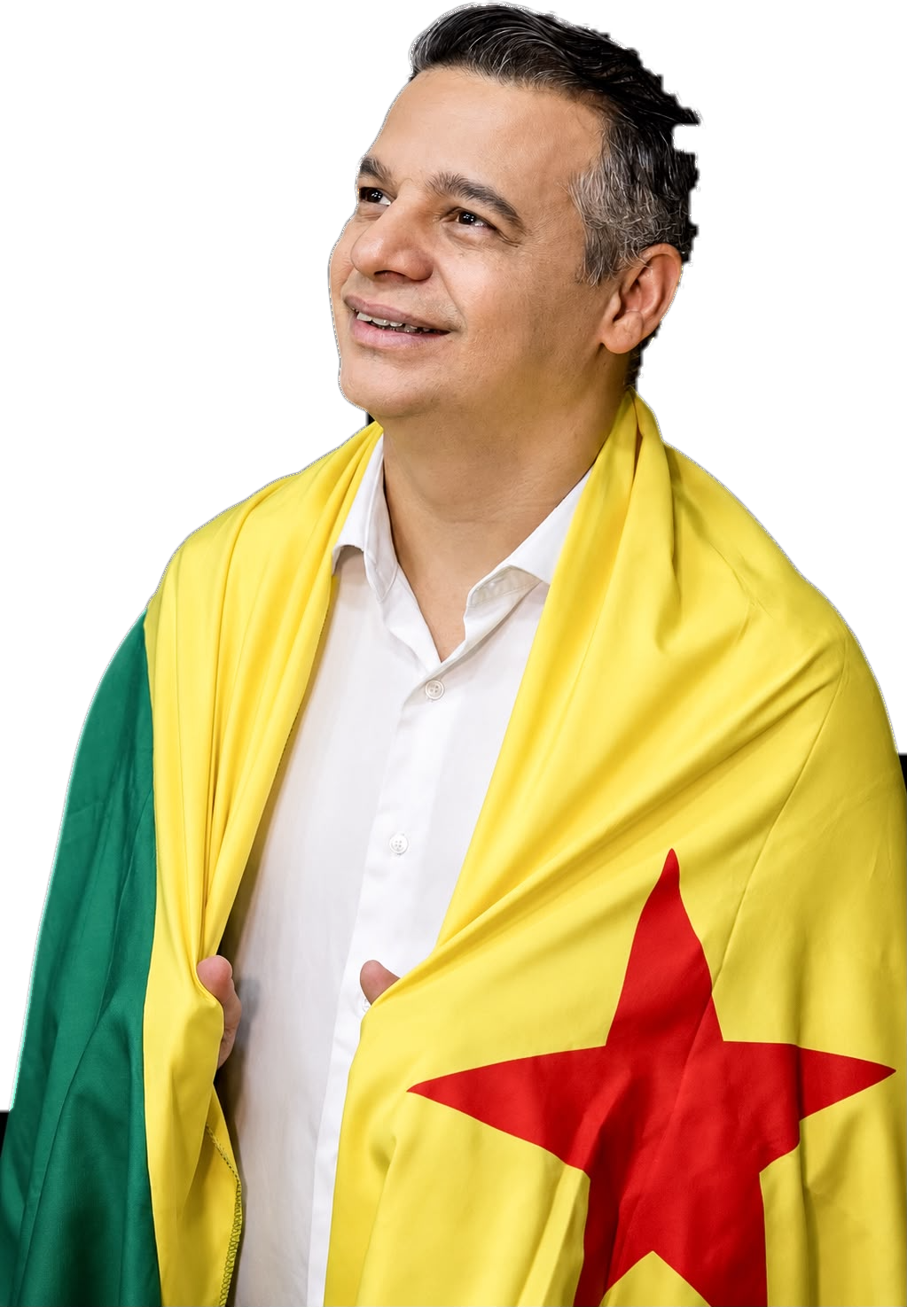 Wagner Felipe com a bandeira do Acre sobre os ombros
